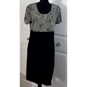 Molly Malloy Womens Short Sleeve Stretch A-Line Dress Petite 12 Embroidered top